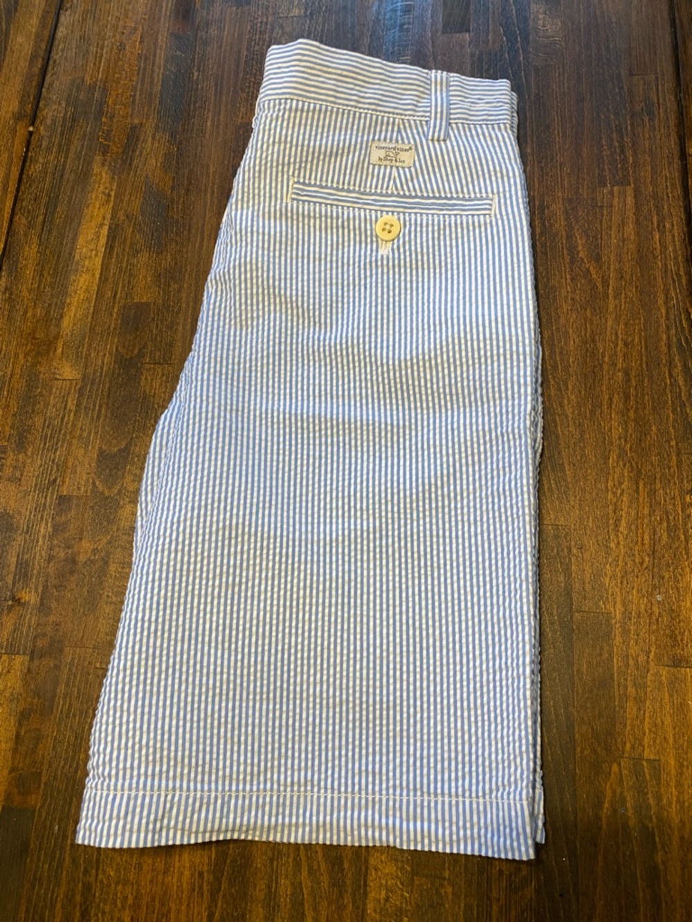 Vineyard Vines Seersucker Shorts Boys 14 Blue White Striped Preppy Chino Beachy